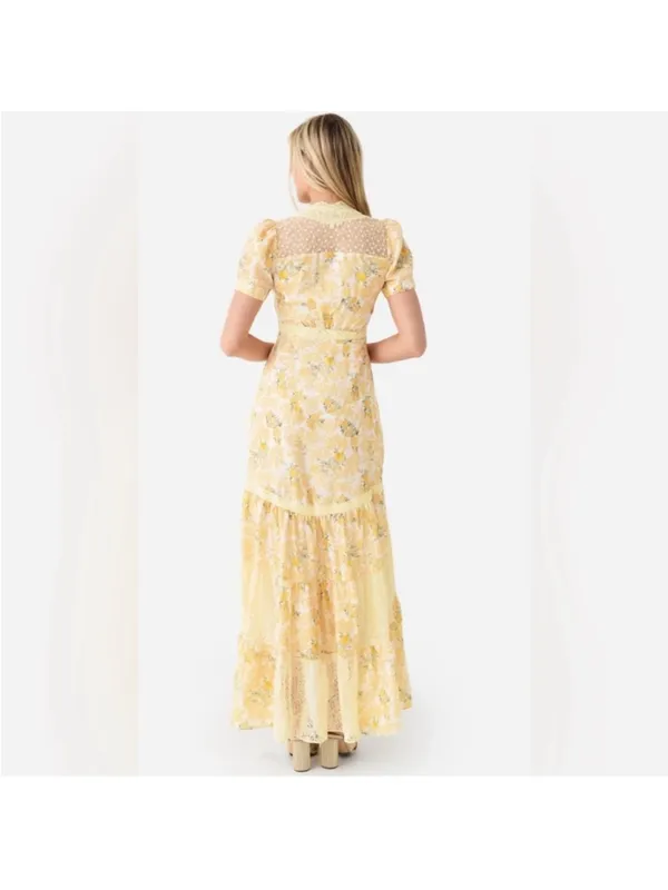 LoveShackFancy Tink Silk Lemon Daydream Maxi Dress - Image 6