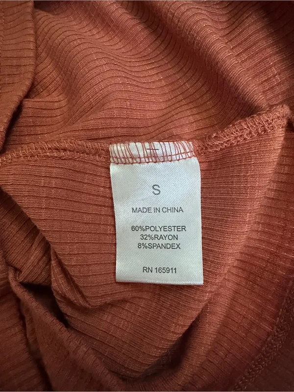 Grace + Karma Rust Burnt Orange Ribbed Flutter Sleeve Top Small Fall Boho - Image 5