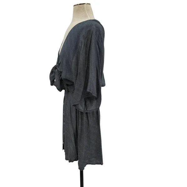 Faithfull the Brand Vinci Tie-Front Dress Cut Out Striped‎ Navy Blue Size US 6 - Image 8