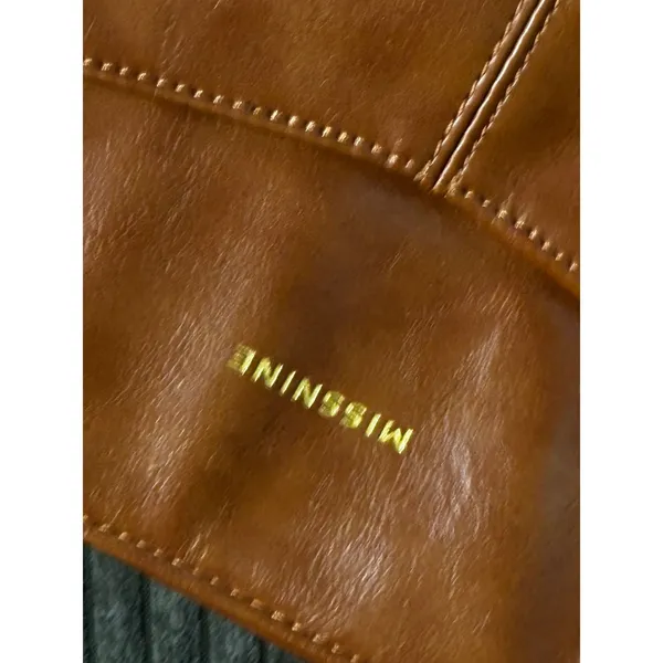 MISSNINE Tote Bag Womens Cognac Brown Faux Leather Multi-Pocket Shoulder Bag - Image 2