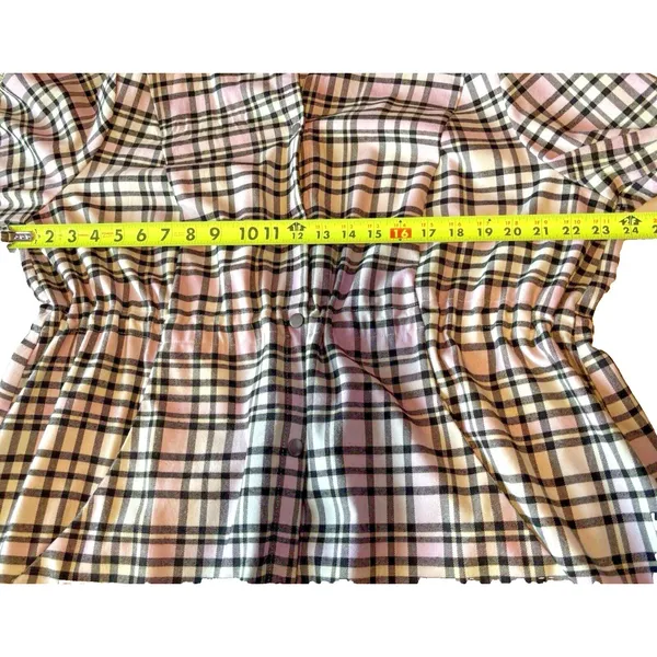 Torrid Jacket Women’s Size 2 2X Pink Plaid Flannel Hooded Anorak Snaps Spring - Image 8