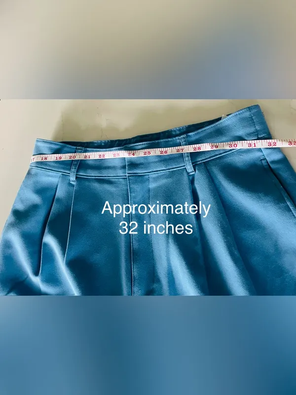 Abercrombie Sloane High Rise Pleated Wide Leg Trouser Pants Light Blue - Image 7