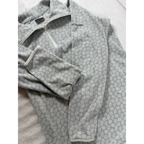 Columbia Sweater Womens Medium Gray White Quarter Zip Soft Fleece‎ Pullover Cozy - Image 5