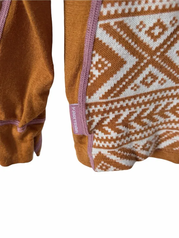 Kari Traa Floke Long Sleeve Base Layer Gold Rust Wool Top size medium Brown - Image 3
