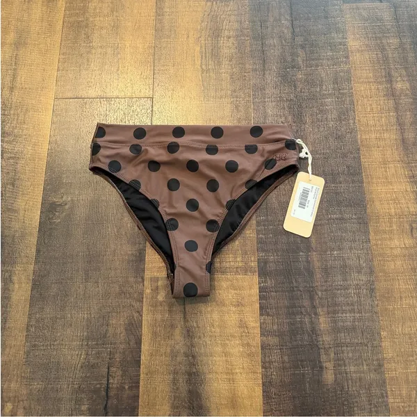 NWT Albion Black Cocoa Dot Almost Cheeky Bikini Bottoms Size Medium - Image 5