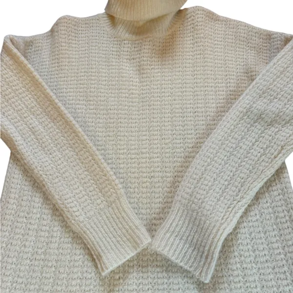 Theory Wool Oversized Turtleneck Tunic Sweater Womens Small Ivory Chunky Knit - Image 7