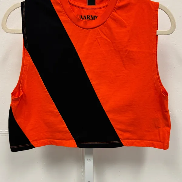 AARMY Women's Cropped Activewear Tank Top EJ1 Bright Orange Small‎ - Image 4