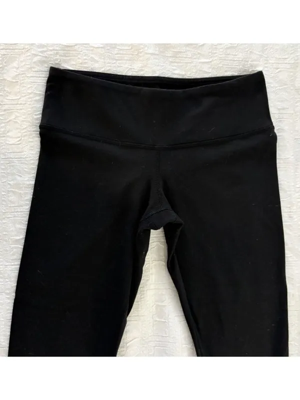 Lululemon Wunder Under Mid Rise Crop 21" Black Luon Yoga Leggings 4 - Image 3