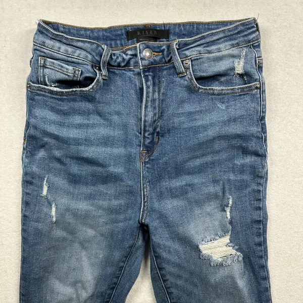 Risen Women’s High Rise Distressed Jeans Size 29 Raw Hem Skinny Ankle - Image 3