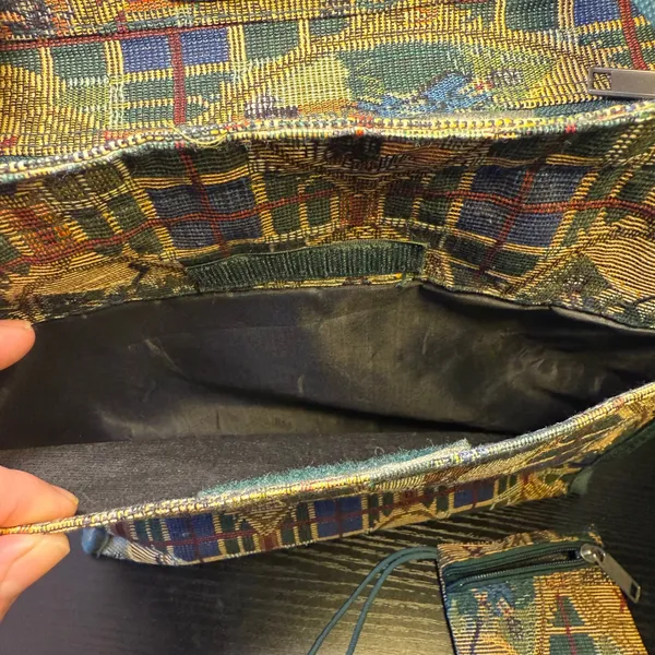 VTG 90s‎ Tapestry Golf Tournament Tote Bag & Coin Purse Pouch Plaid Large Purse - Image 11