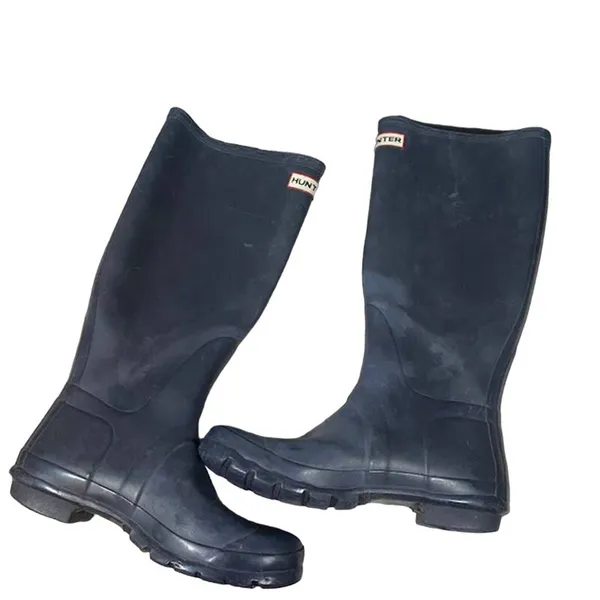 Hunter Navy Blue Tall Rain Boots Women Classic Rubber Waterproof Winter Sz 6 - Image 2