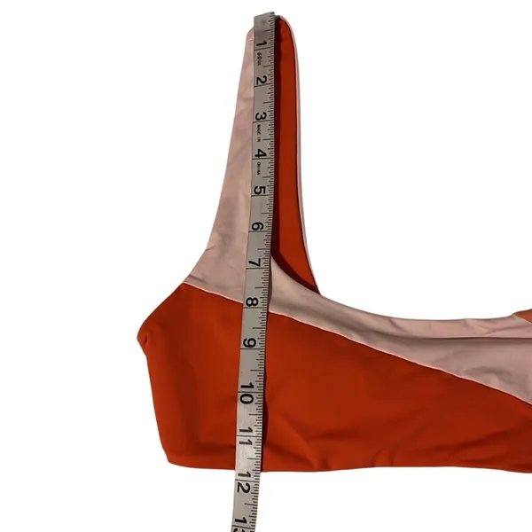 L*Space Colorblock Scoop Neck Bikini Top Red Pink Coral Retro Sporty Size M - Image 7