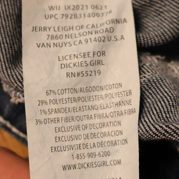 Dickies Denim Bib Overalls Womens Button Front Workwear Farmer Gorp Size XL - Image 8