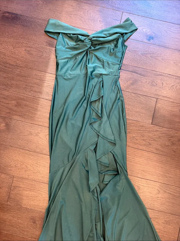 Cefian Formal Green Ruffle Long Gown Dress Size Small - C3-234 - Image 4