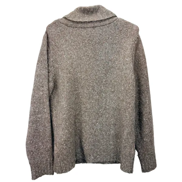 LL Bean Brown Marled Shawl Collar Wool Blend Pullover Sweater MEDIUM - Image 5