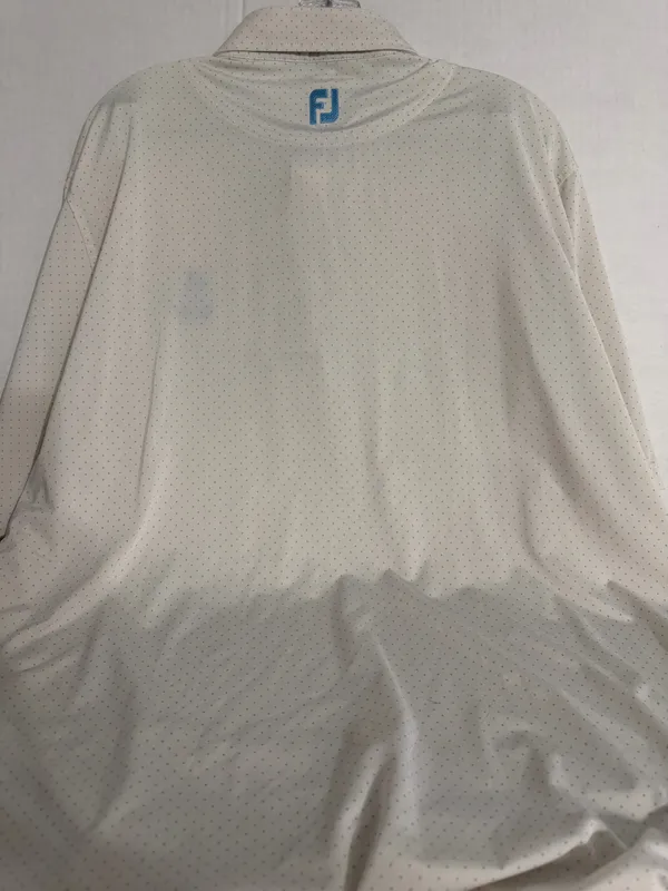 FootJoy Men’s White Polo with Light Blue Dots & Crest - Image 4