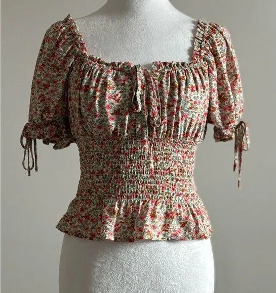 Suite Floral Ruffled Crop Top Size XS - Image 2