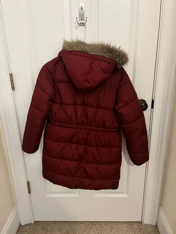 winter red puffy fur coat - Image 3