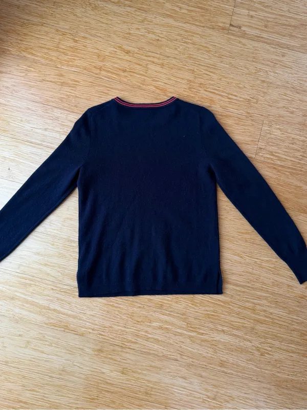 J.Crew 100% Cashmere Flying Lobster Sweater Navy Red Size S - Image 3