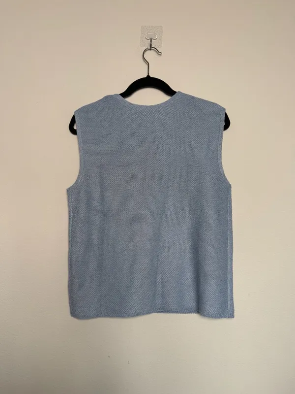 Blue Coquette Vest with Front Tie Closure - Image 3