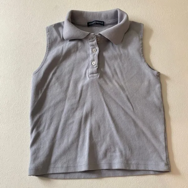 Brandy Melville Gray Sleeveless Polo Top Collared Preppy Y2K - Image 3