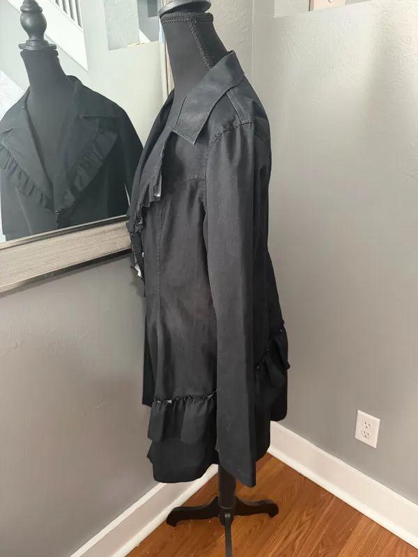 Starling x Anthropologie Victorian Steampunk Dark Romantic Goth Ruffle Jacket XL. - Image 3