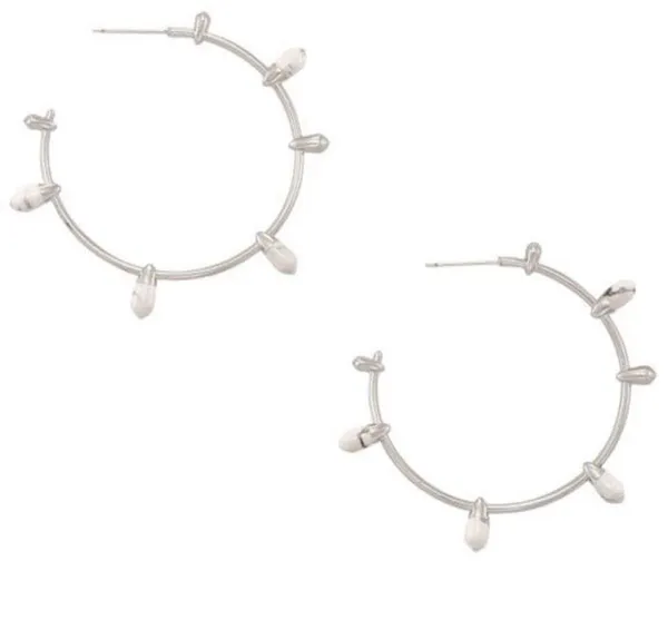 NWT! Kendra Scott Freida Rhodium Plated Hoop Earrings - Image 2