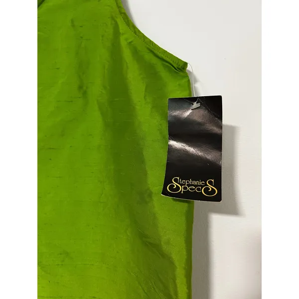 Stephanie Specs Womens 100% Silk Tank Top Lime Green Scoop Neck Shell Large NWT - Image 2