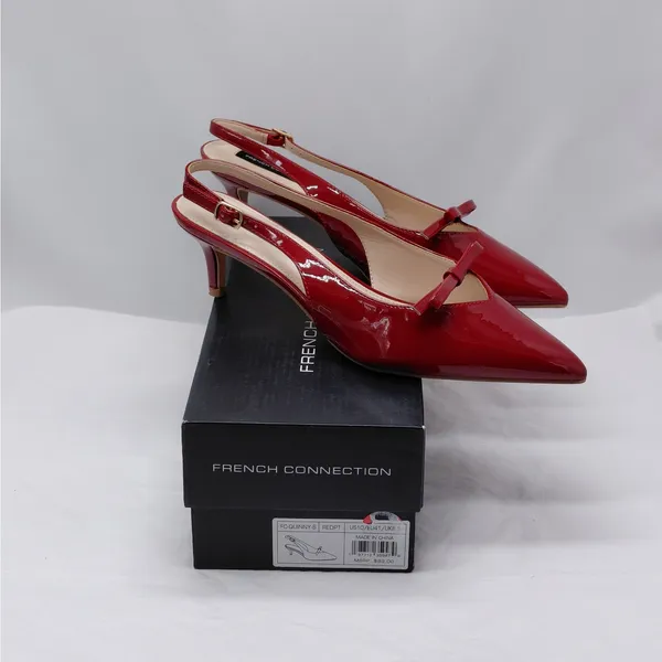 French Connection Slingback Heels Womens Size 10 Red Patent Pointed Toe Pumps - Image 3
