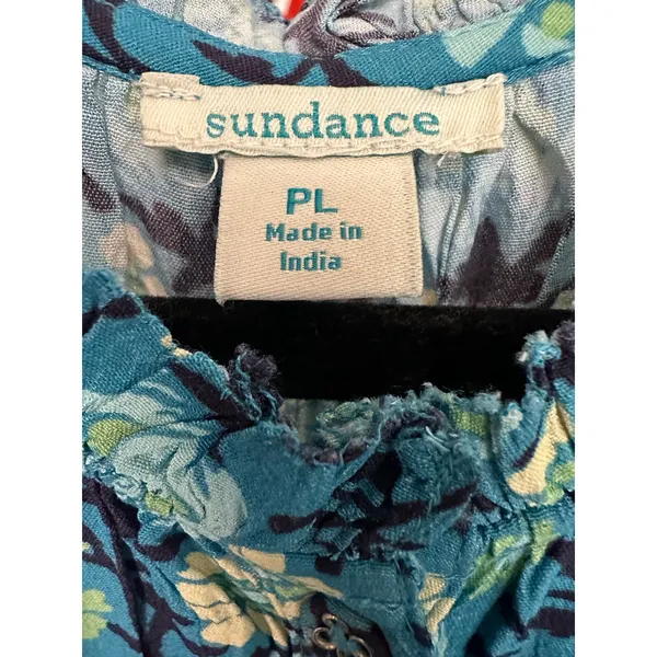 Sundance Tierra Floral Button Down Midi Dress Women's Blue Size Petite Large PL - Image 5