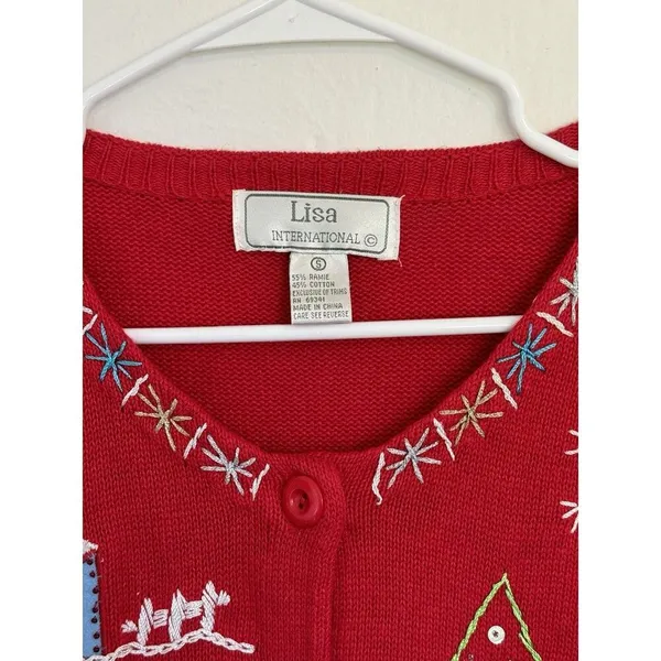 Lisa International Women's Ugly Christmas‎ Sweater Embellished Embroidered Sz S - Image 5