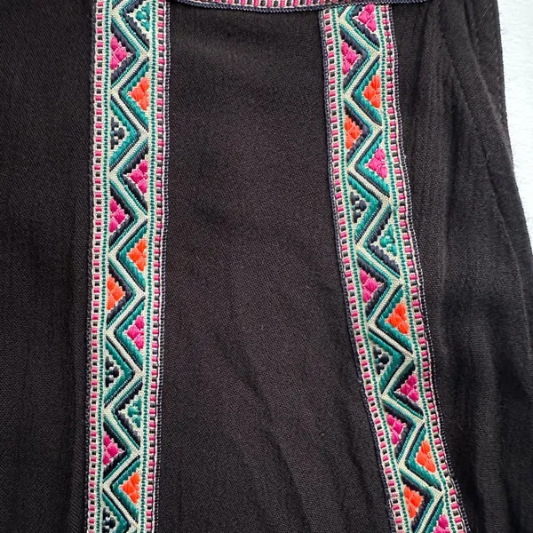 H&M Boho Coachella Tassel Tank Women’s Black‎ Geometric Trim Sz 6 - Image 5