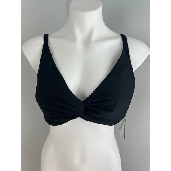 Womens DKNY Twist-Front Bikini Top Black XXL 50+ UPF/SPF Sun Protection - Image 2