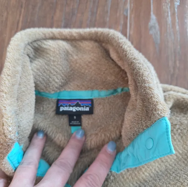 PATAGONIA Women's Re-Tool Snap-T Pullover Brown Tan Blue Size Small Winter Coat - Image 5