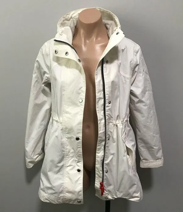 HUNTER Original Smock Cotton Rain Jacket Coat White Small - Image 11