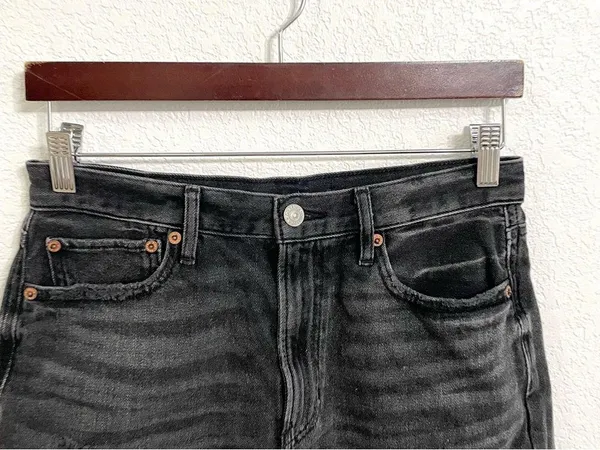 American Eagle Womens Shorts Washed Black 90s Boyfriend Distressed Size 6 - Image 3