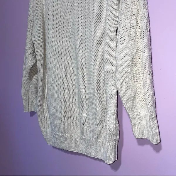 Vtg Interior Textured Fisherman Knit Cardigan Sweater Women L Cottage Coastal - Image 7