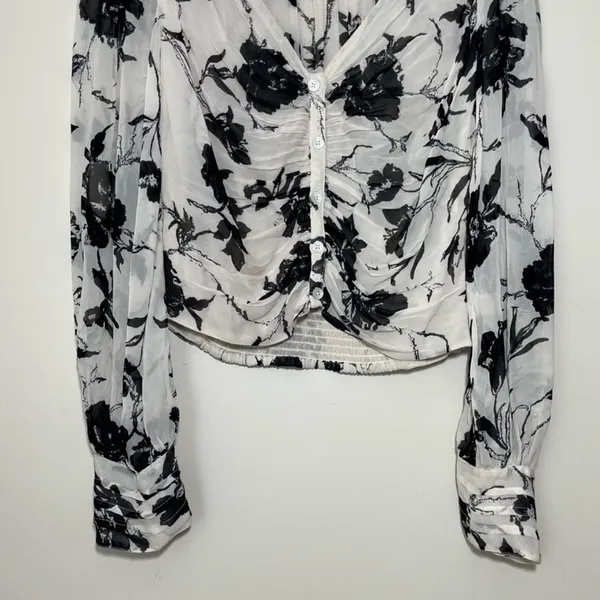 Free People Floral Long Sleeve Ruched Blouse - Image 4