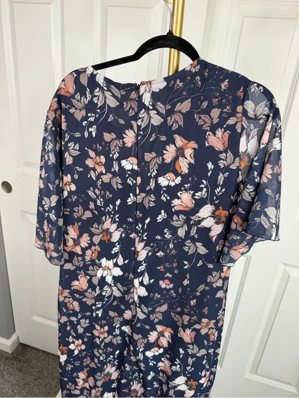 Boutique Navy Floral Flutter Sleeve Tiered Maxi Dress XXL NWT - Image 10