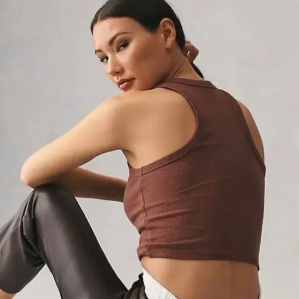 Anthropologie The Blair Stretch Cotton Crop Racerback Tank Top - Image 3