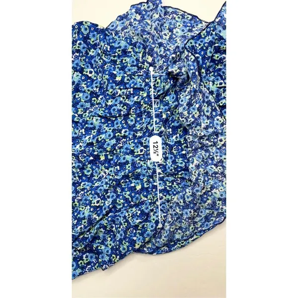 Zara Tiered Blue Floral Off the Shoulder Jumpsuit Romper MEDIUM Preppy‎ Ruffles - Image 8