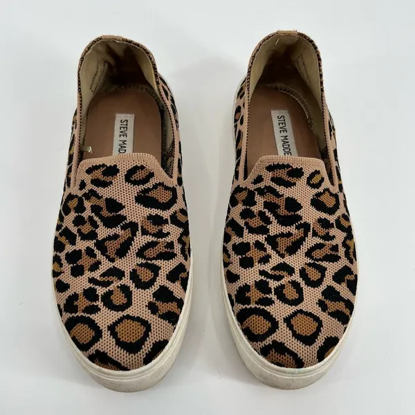 Steve Madden Mailer MALR01S1 Leopard Print Slip on sneaker Shoe Size 8 Knit Top - Image 3