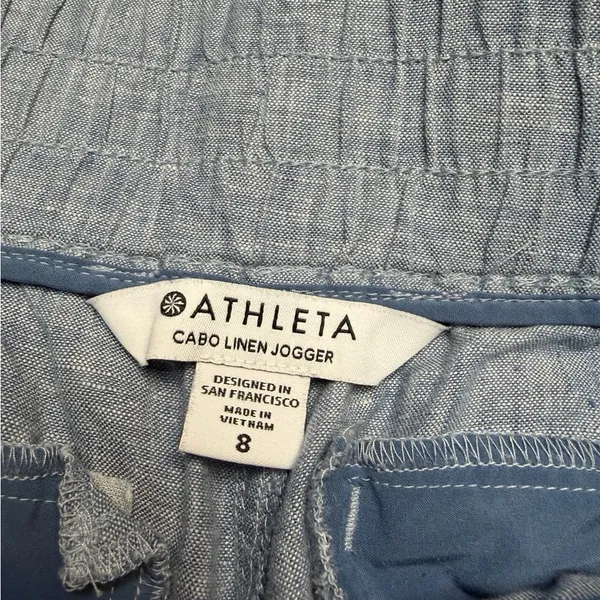 ✨‎ Athleta Cabo Linen Jogger Pants Size 8 Resort Coastal Travel ✨ - Image 4