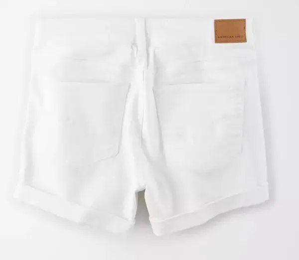 White Denim Midi Shorts - Image 3
