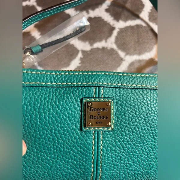 Dooney & Bourke NWT Turquoise Leather Mini Shoulder or Wristlet Bag summer fun - Image 2