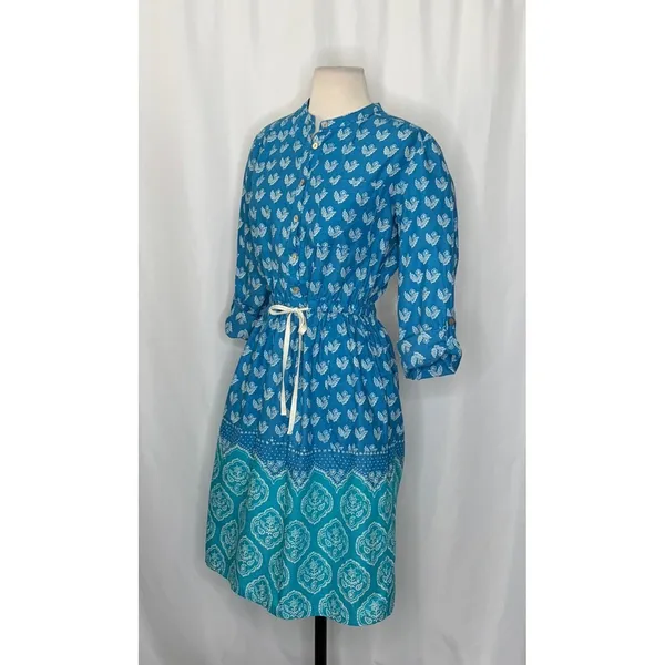 Anthropologie MEADOW RUE Anila Shirtdress Floral Blockprint Shirt Dress Size 4 - Image 4