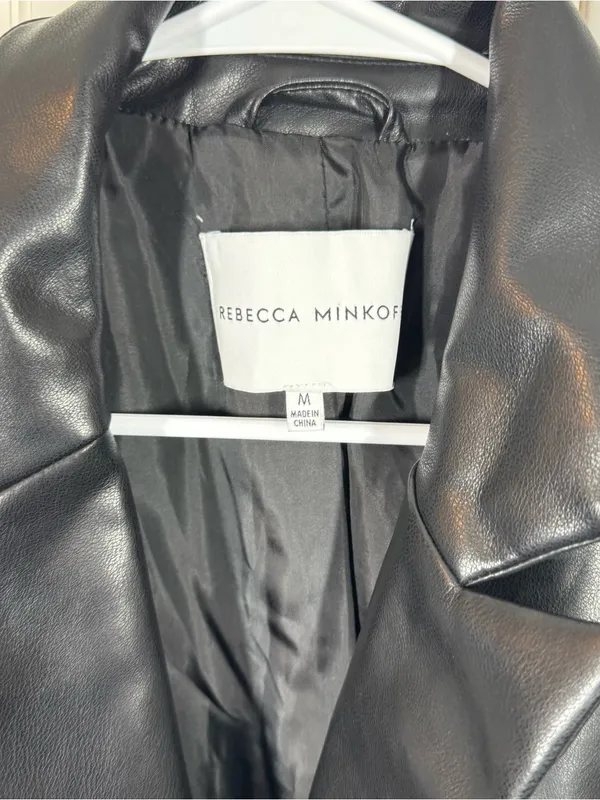 Rebecca Minkoff Vegan Leather Blazer Jacket Poetcore Oversized Black Size Medium - Image 5