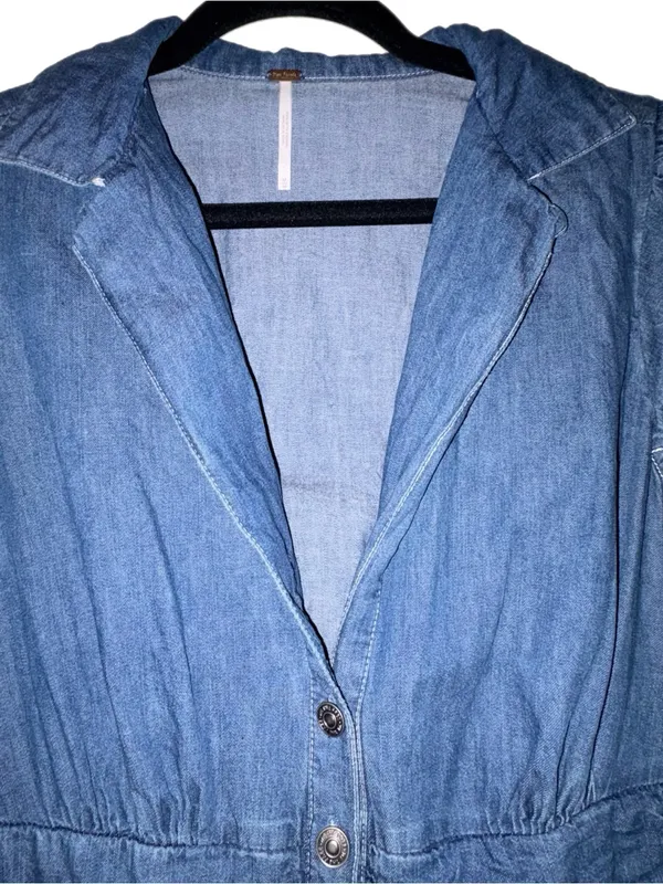 Free People Chester Denim Mini Dress Size Medium - Image 7