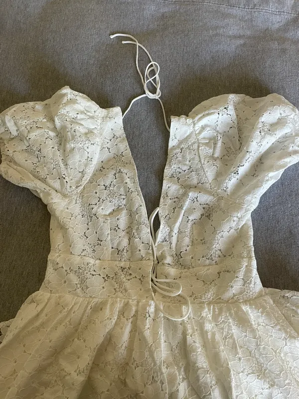 Petal and Pup White Lace Midi Dress - Image 5