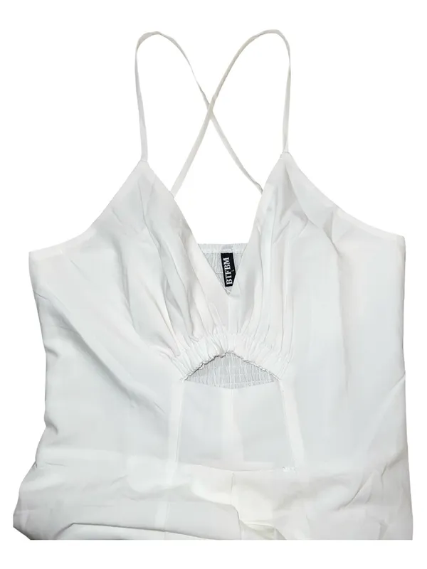 BTFBM White Cutout Maxi Dress Size Large Slit Pockets Adjustable Straps NWT - Image 5